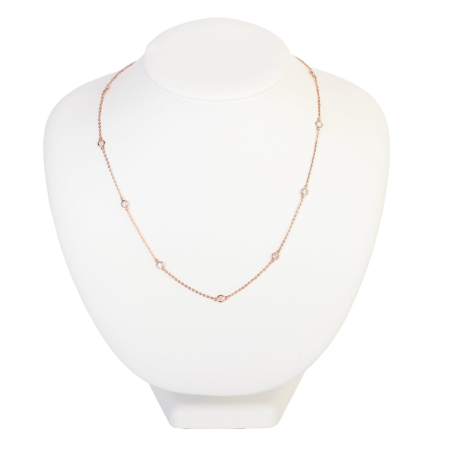 14K 1.00CTW Diamond by the Yard Rose Gold Necklace, Bespoke by A + R