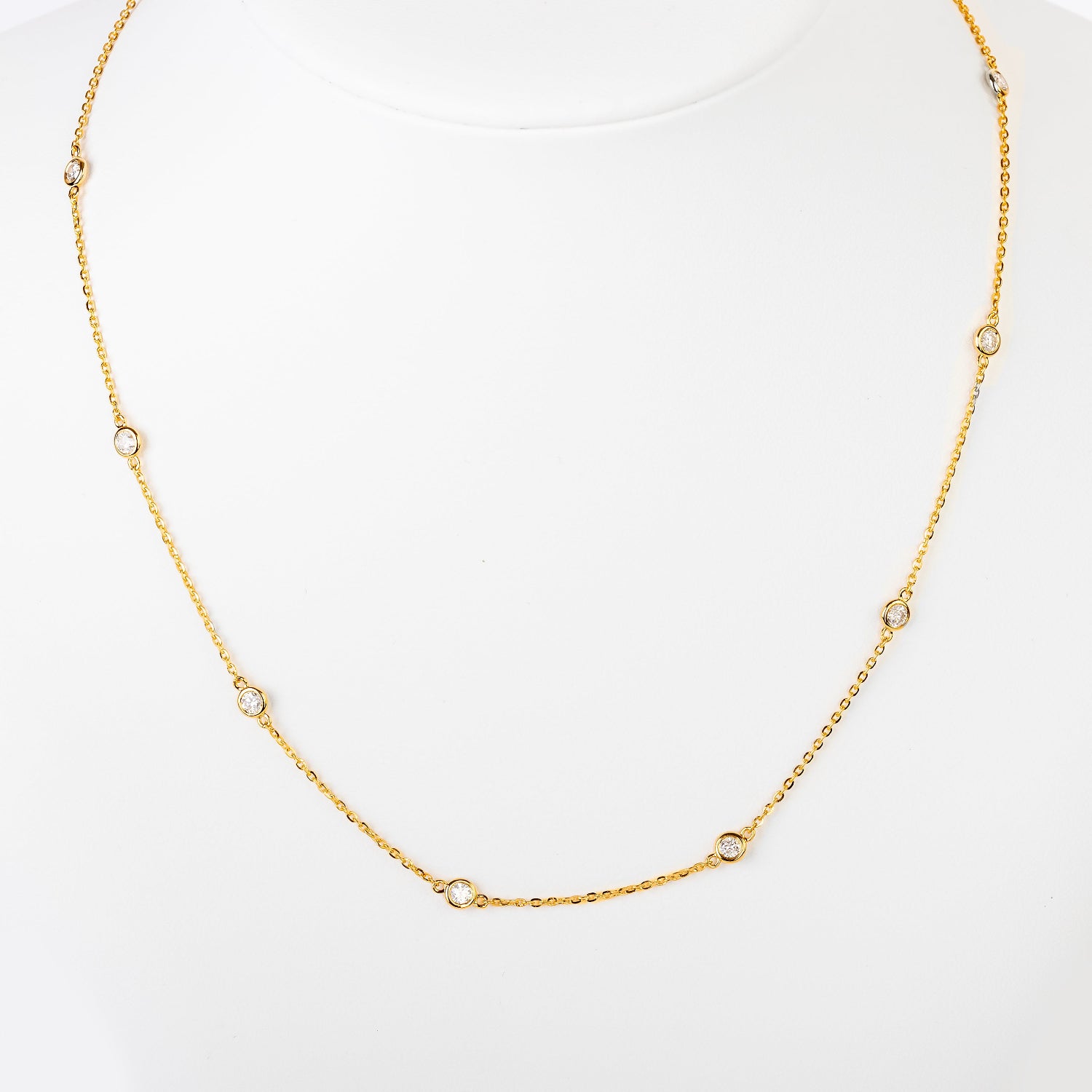 14K 1.00CTW Diamond by the Yard Yellow Gold Necklace, Bespoke by A + R
