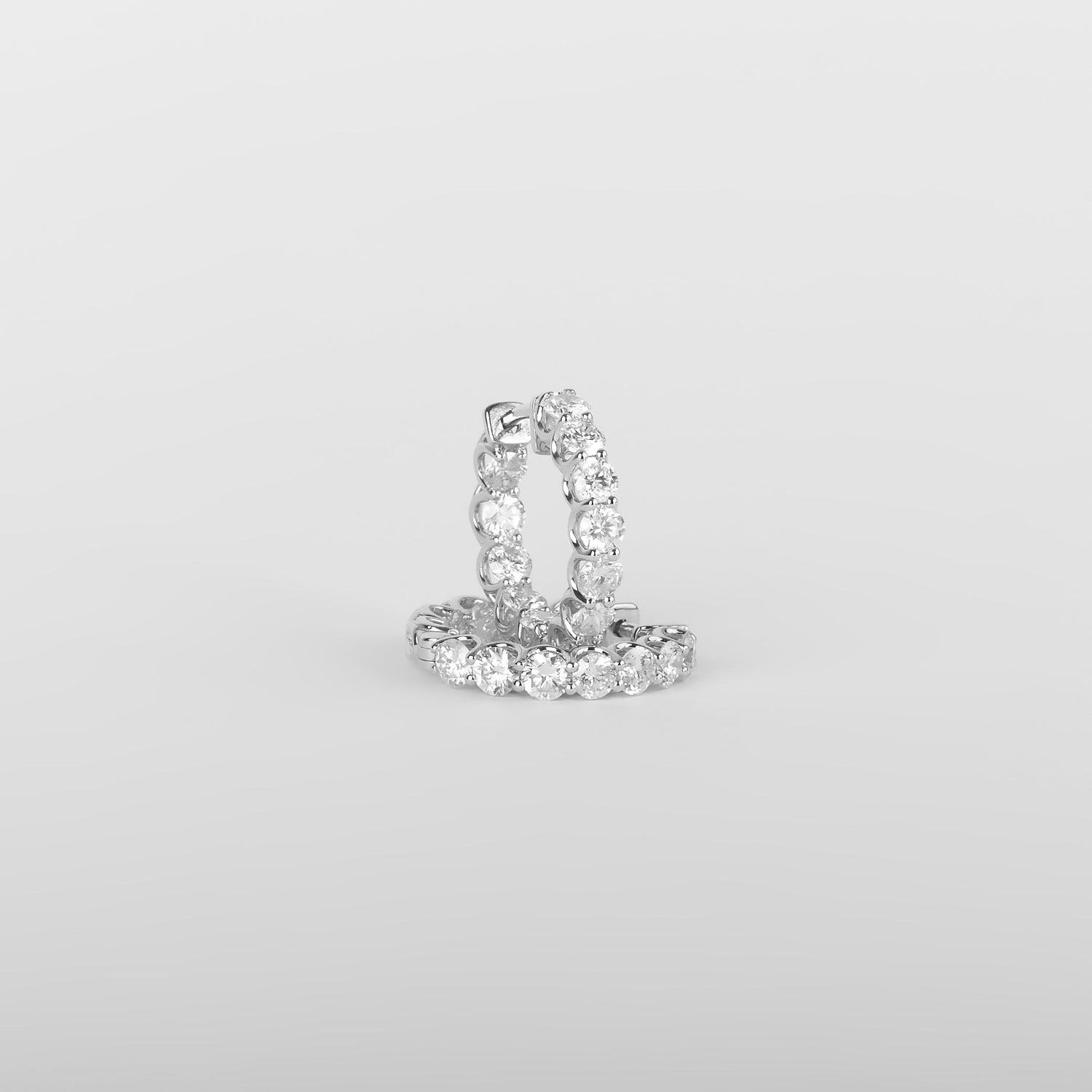 14K 3.00CTW Diamond Inside-Out Hoops in White Gold Bespoke by A + R