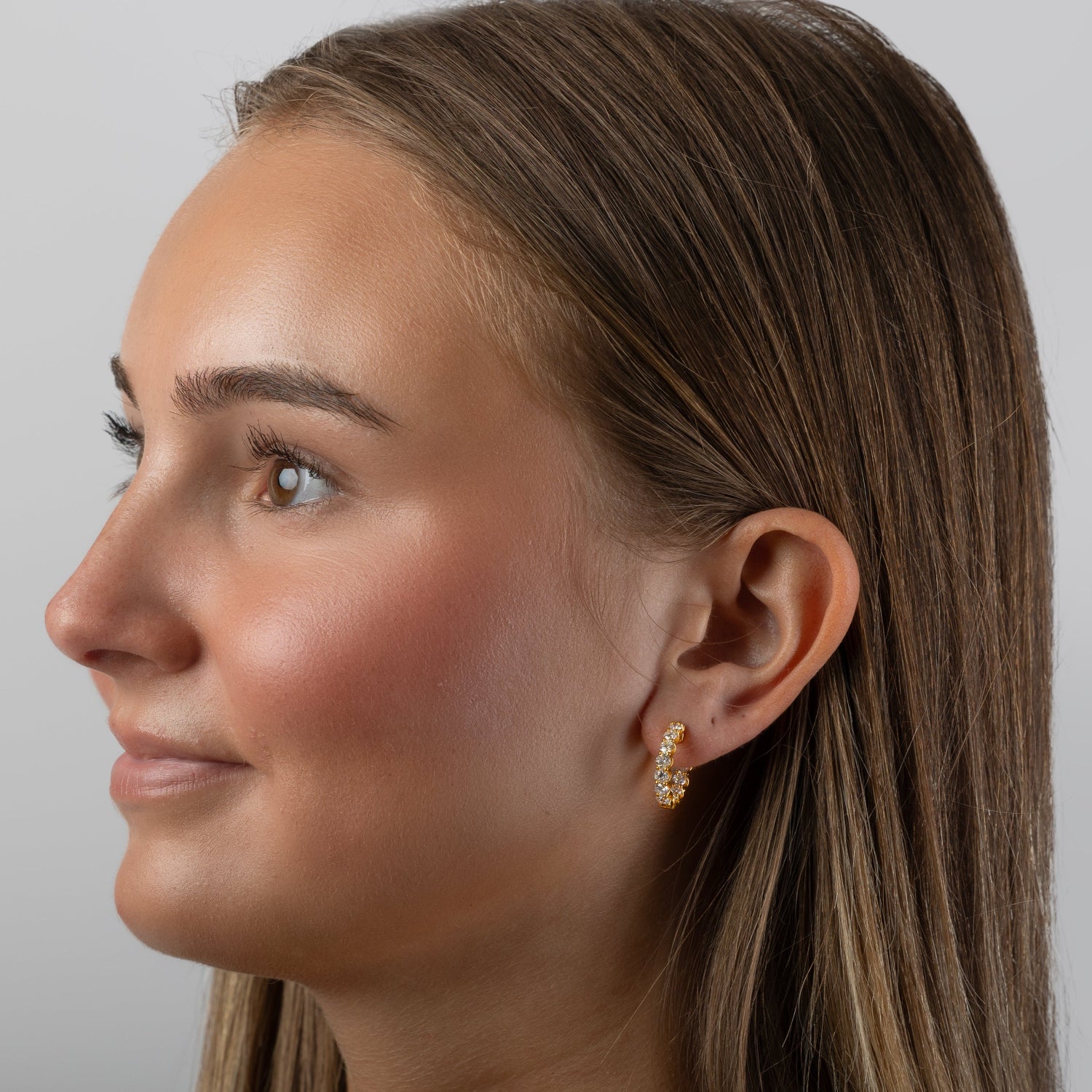 14K 3.00CTW Diamond Inside-Out Hoops on Model, Bespoke by A + R