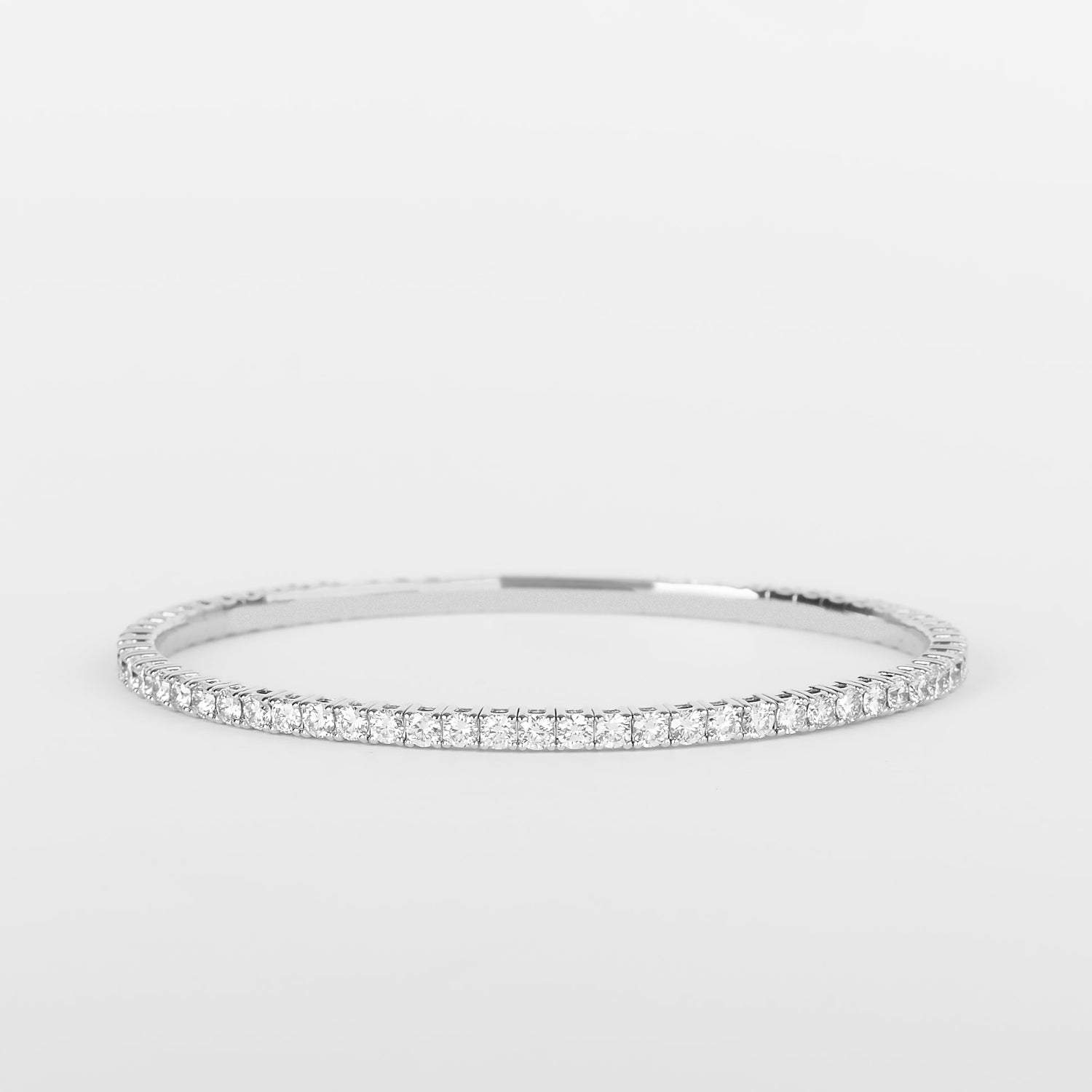 Bespoke by A + R 4.50CTW Flexible 14K Diamond Bangle White Gold