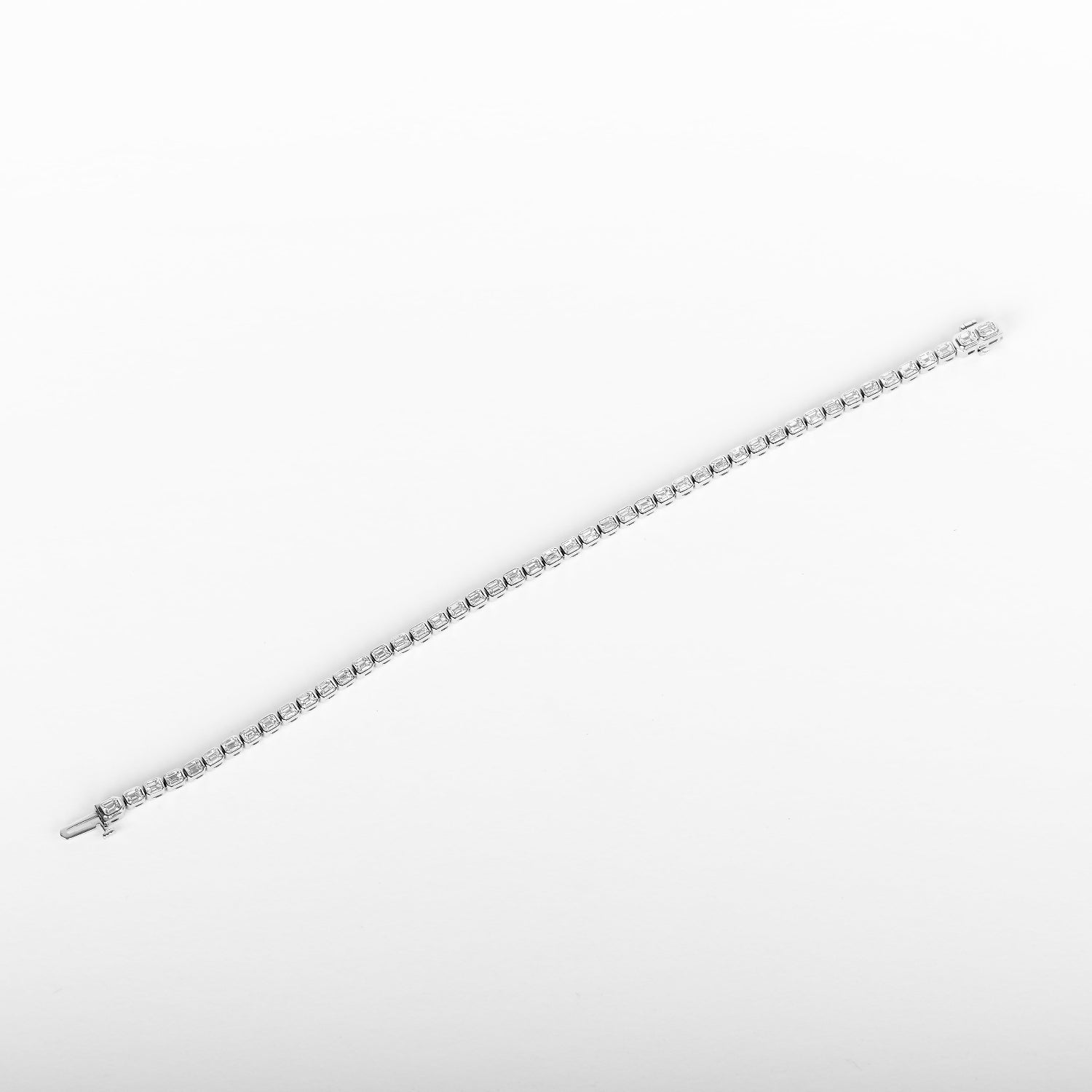Bespoke by A + R 3.80CTW Emerald Cut Diamond Tennis Bracelet 14KW