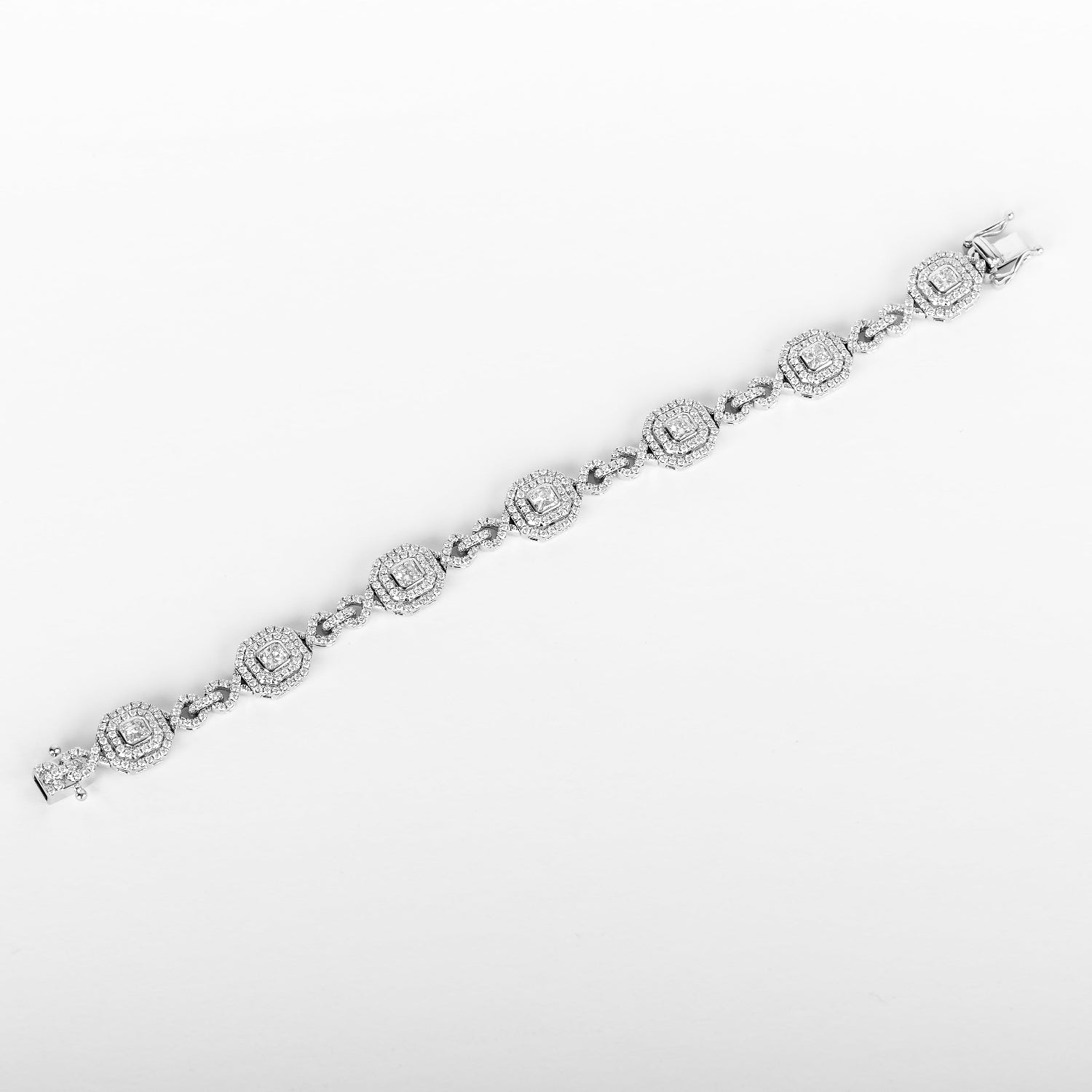 14KW 4.43CTW Fancy Cushion Cut and Round Diamond Bracelet, Bespoke by A + R Luxury Jewelry