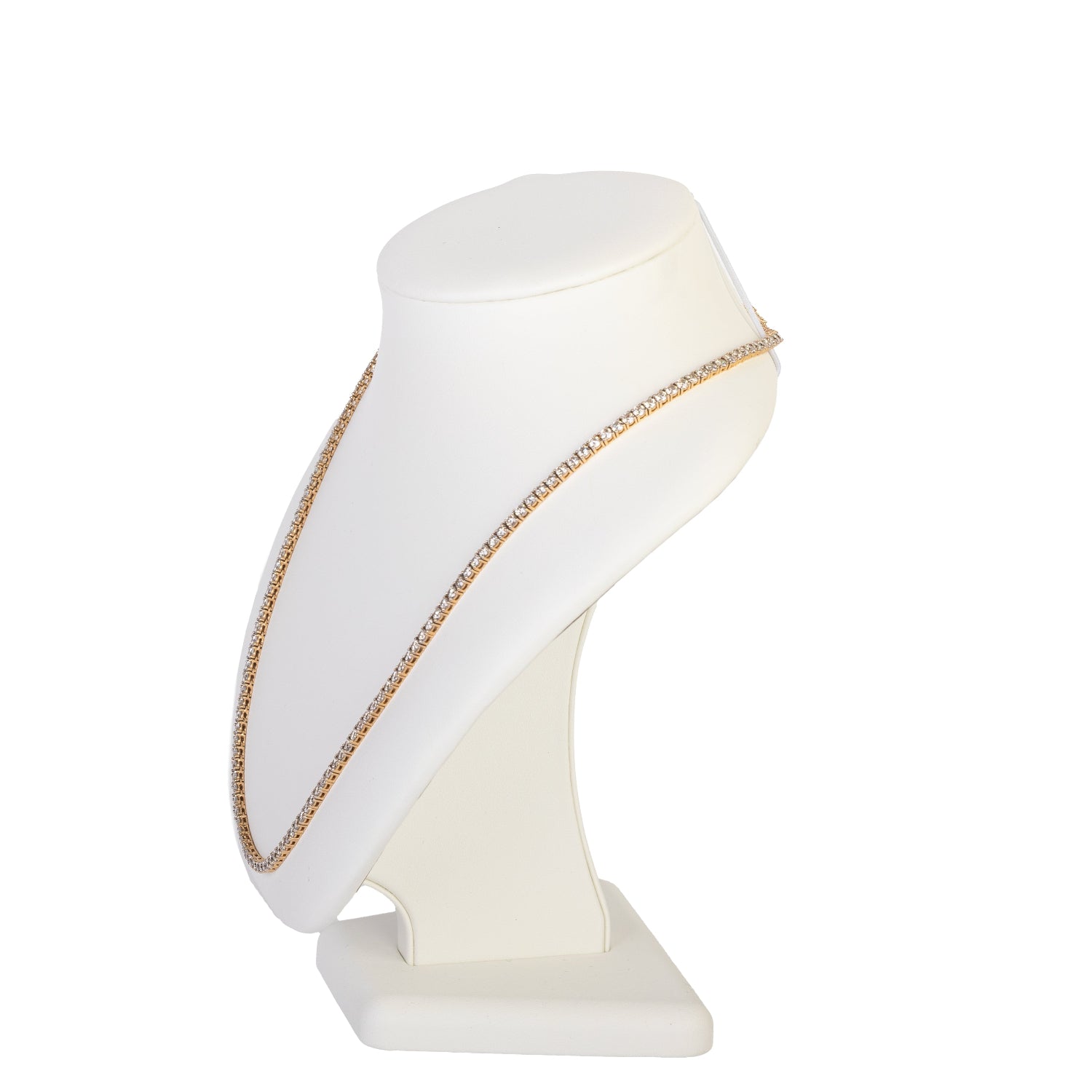 14KY 18.00CTW Diamond Tennis Necklace in Yellow Gold Side View, Bespoke by A + R