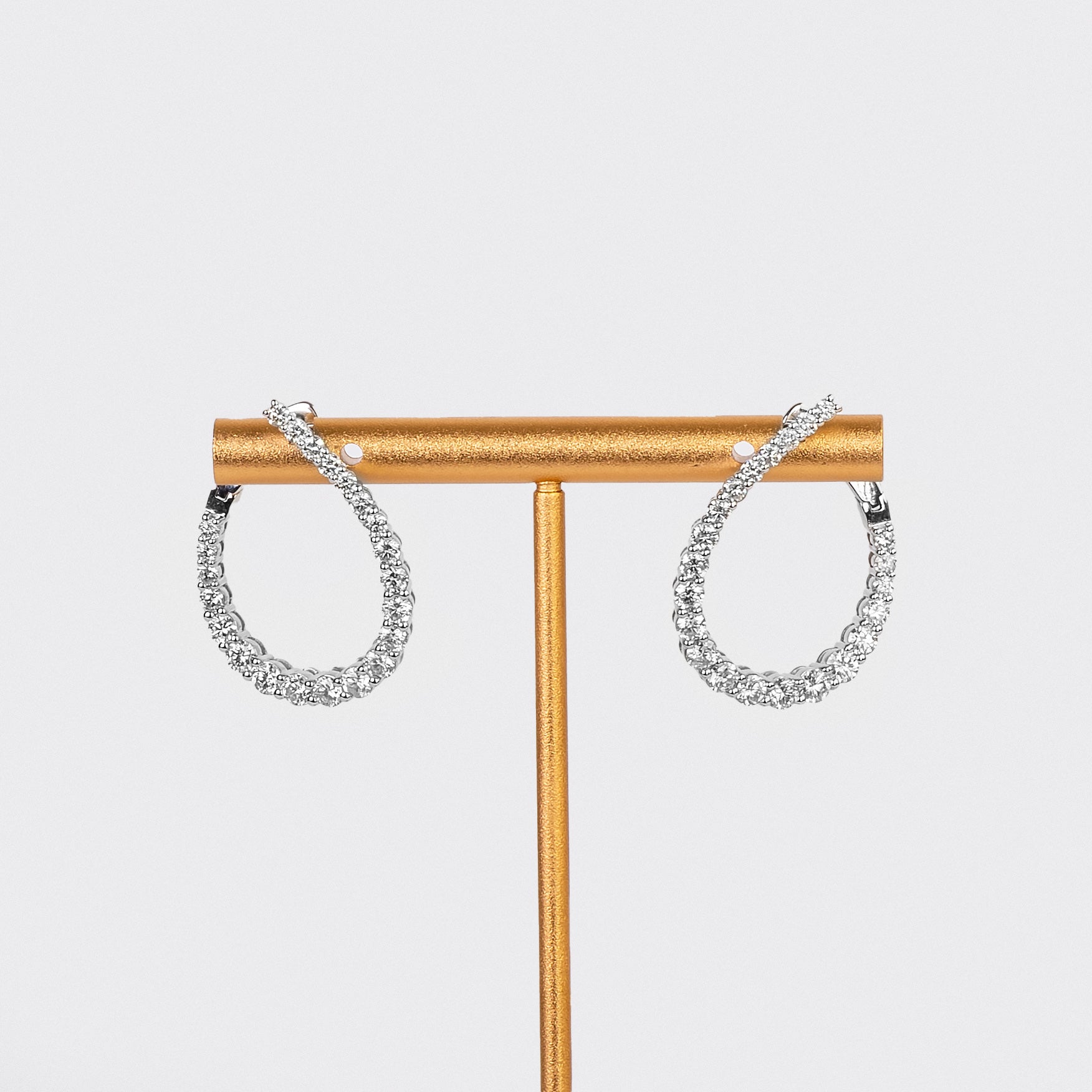 14K 2.90CTW Diamond Swirl Hoops in White Gold, Bespoke by A + R