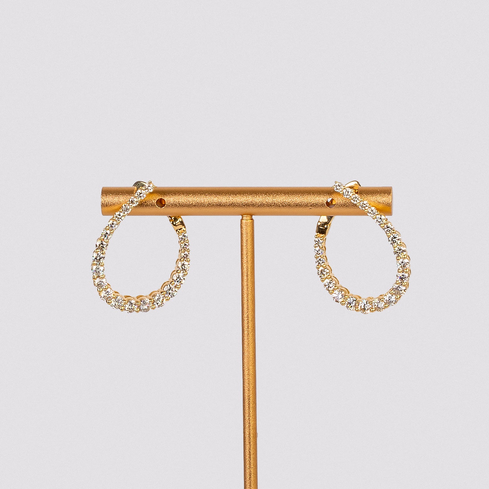 14K 2.90CTW Diamond Swirl Hoops in Yellow Gold, Bespoke by A + R