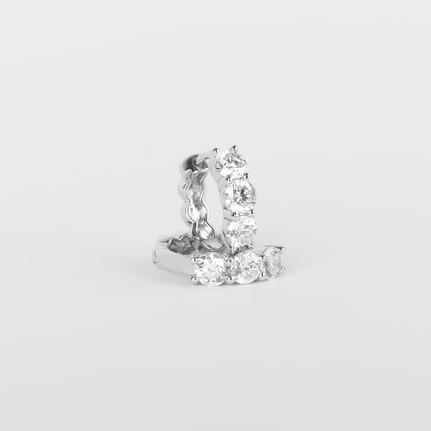 3.00CTTW Diamond Huggie Hoops in White Gold, Bespoke by A + R