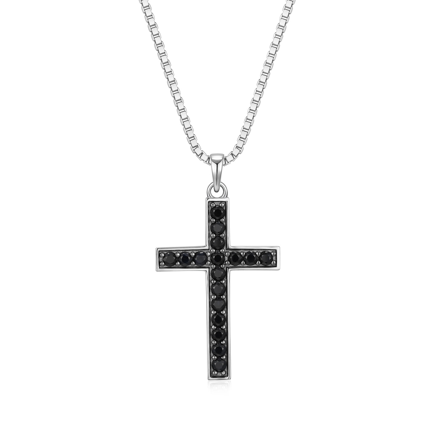 Bespoke by A + R Eclipse Gunmetal Rhodium Finish Sterling Silver Black Sapphire Necklace